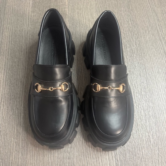 Princess Polly Chunky Platform Penny Lane Loafers Size 9 Slip On Black - Picture 2 of 10